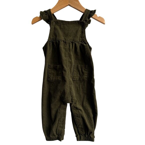 Angel Dear Other - Angel Dear Ruffle Corduroy Overalls Chive Green 6-12 months